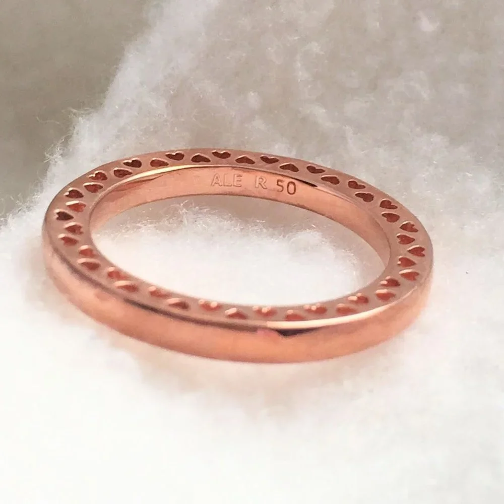 CLEARANCE!!  Pandora Rose Gold CLASSIC HEARTS Ring 50, 54, 58mm - Picture 3 of 5